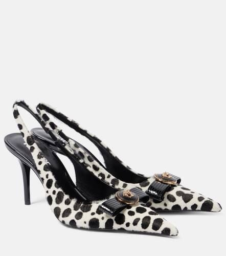 Gianni Ribbon 85 calf hair slingback pumps - Versace - Modalova