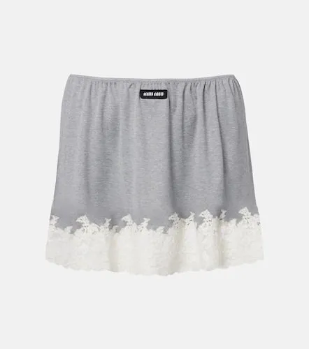 Miu Miu Lace-trimmed silk miniskirt - Miu Miu - Modalova