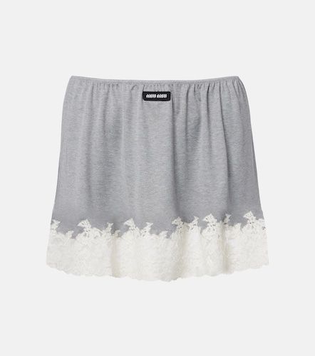 Minifalda de seda con encaje - Miu Miu - Modalova