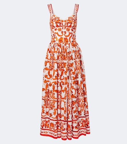 Abito midi Majolica in cotone - Dolce&Gabbana - Modalova