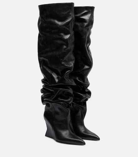 Botas mosqueteras con cuña 95 de piel - Balmain - Modalova