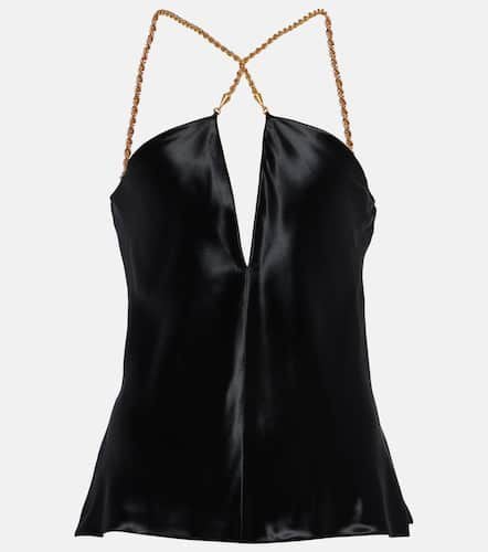 Chain-trimmed satin tank top - Ferragamo - Modalova