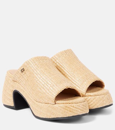 Butterfly raffia platform mules - Ganni - Modalova