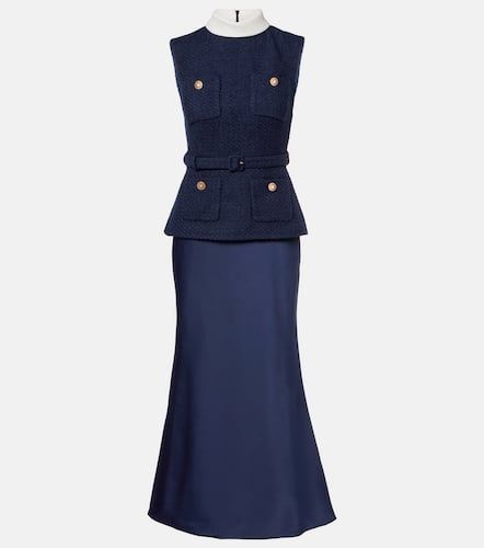 Boucle and satin midi dress - Self-Portrait - Modalova