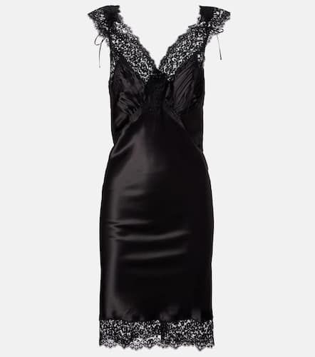 Robe en satin de soie et dentelle - Saint Laurent - Modalova