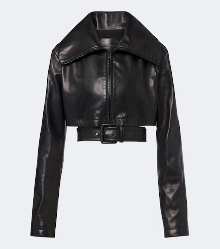 Belted cropped leather jacket - Balenciaga - Modalova