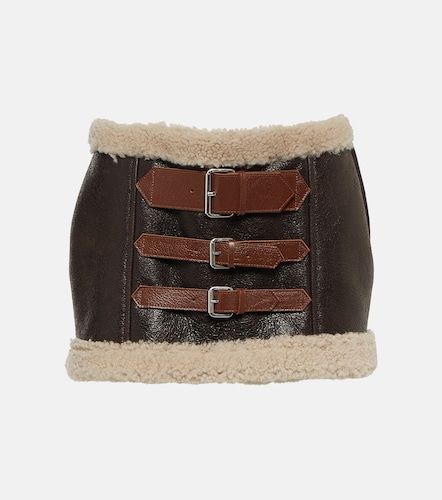 Minigonna in pelle con shearling - Blumarine - Modalova