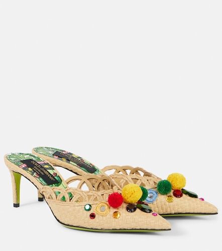 Pointy 60 embellished raffia mules - Dolce&Gabbana - Modalova