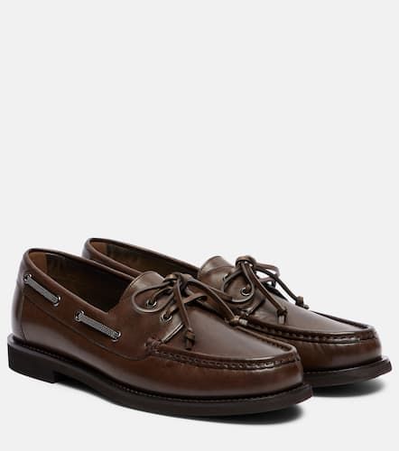Monili leather boat shoes - Brunello Cucinelli - Modalova