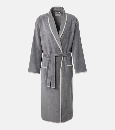 Bata de rizo de algodón con lino y logo - Brunello Cucinelli - Modalova