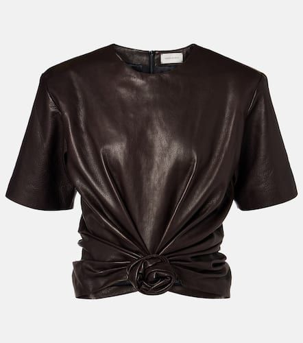Knot-detail leather T-shirt - Magda Butrym - Modalova