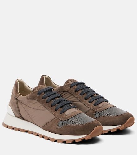 Sneakers con suede - Brunello Cucinelli - Modalova