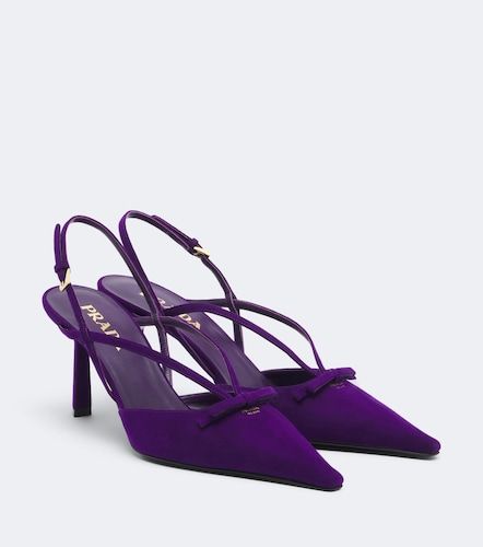 Pumps slingback in suede con fiocco - Prada - Modalova