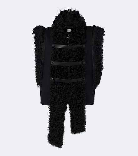 Shearling and leather-trimmed wool-blend vest - Fendi - Modalova
