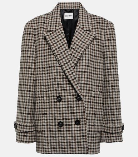 Blazer in lana vergine pied-de-poule - Miu Miu - Modalova