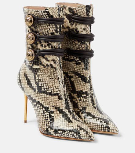 Alma snake-effect leather ankle boots - Balmain - Modalova