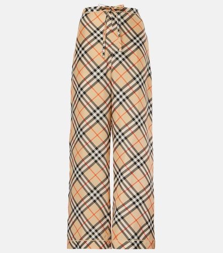 Pantaloni Check in seta - Burberry - Modalova