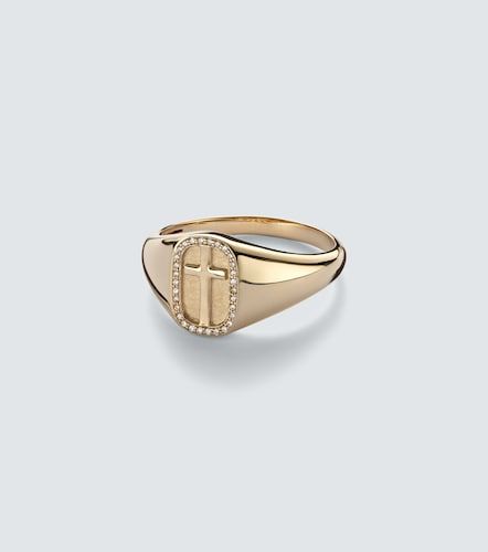 Cross Icon 14kt yellow ring with diamonds - Sydney Evan - Modalova