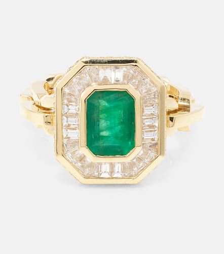 Halo Mini 18kt gold ring with emerald and diamonds - Shay Jewelry - Modalova