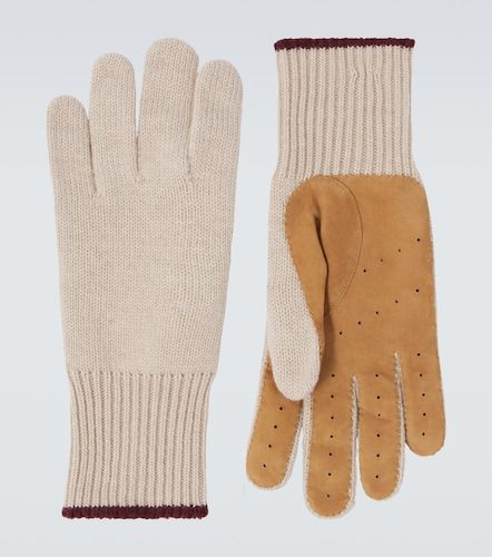 Leather-trimmed cashmere gloves - Brunello Cucinelli - Modalova
