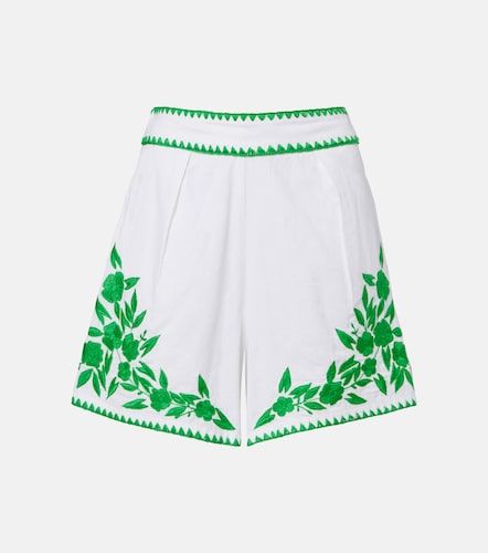 Shorts in cotone e lino con ricamo - Juliet Dunn - Modalova