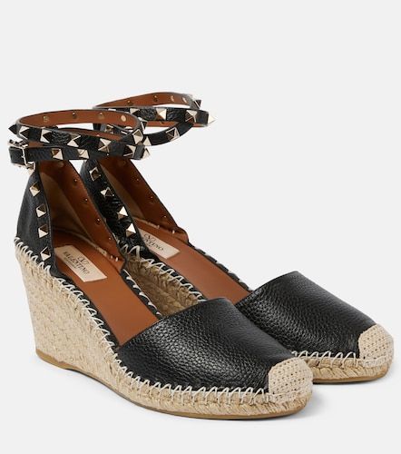 Rockstud Double leather wedge espadrilles - Valentino Garavani - Modalova