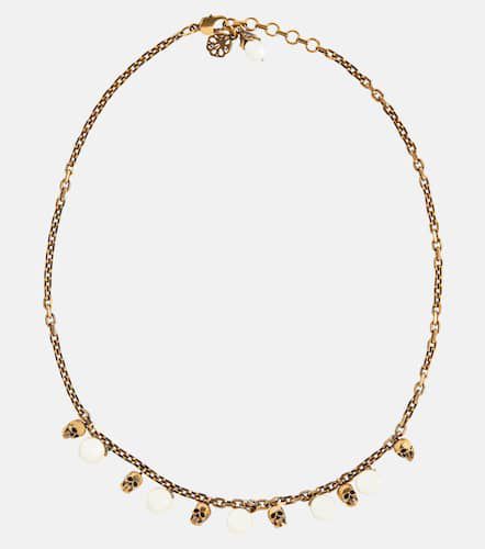 Skull faux pearl-embellished necklace - Alexander McQueen - Modalova