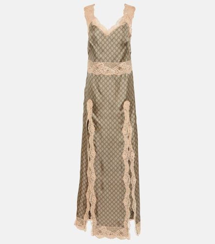 GG Supreme lace-trimmed silk maxi dress - Gucci - Modalova