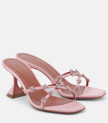 Embellished satin sandals - Amina Muaddi - Modalova