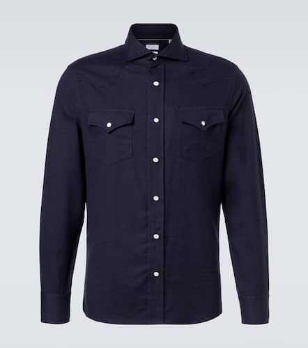 Chevron cotton-blend flannel shirt - Brunello Cucinelli - Modalova