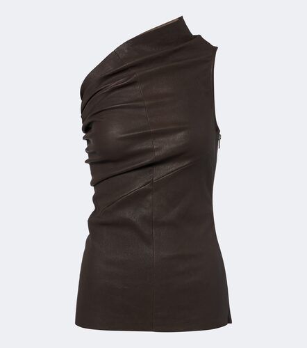 Athena one-shoulder leather and cotton top - Rick Owens - Modalova