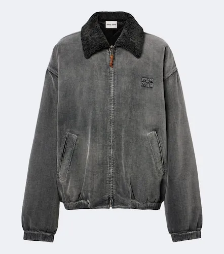 Corduroy cotton bomber jacket - Miu Miu - Modalova