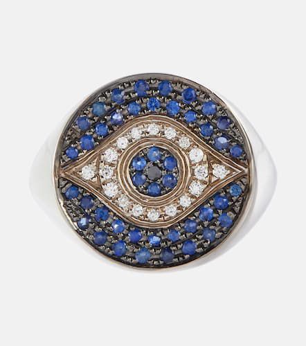 Dawn Chevalier 18kt gold ring with diamonds and sapphires - Ileana Makri - Modalova