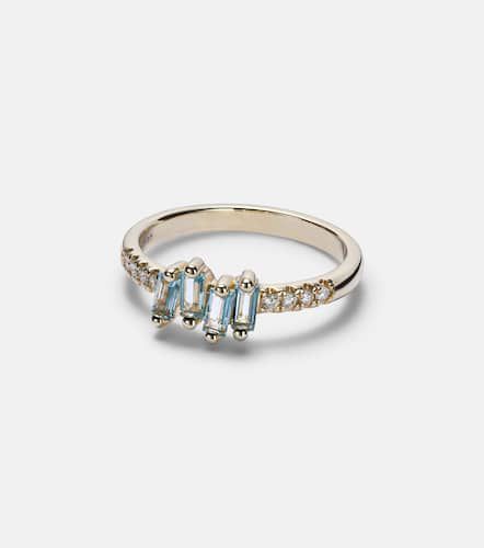 Kt gold ring with diamonds and topaz - Suzanne Kalan - Modalova