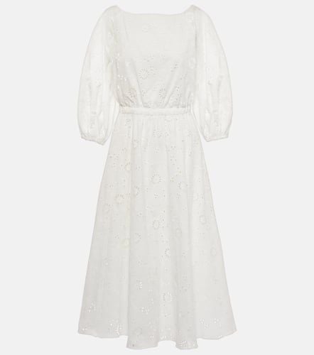 Openwork embroidered cotton midi dress - Carolina Herrera - Modalova