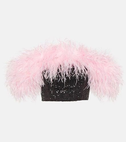 Crop top con lentejuelas y plumas - Self-Portrait - Modalova