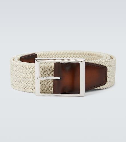 Classic woven leather-trimmed belt - Berluti - Modalova