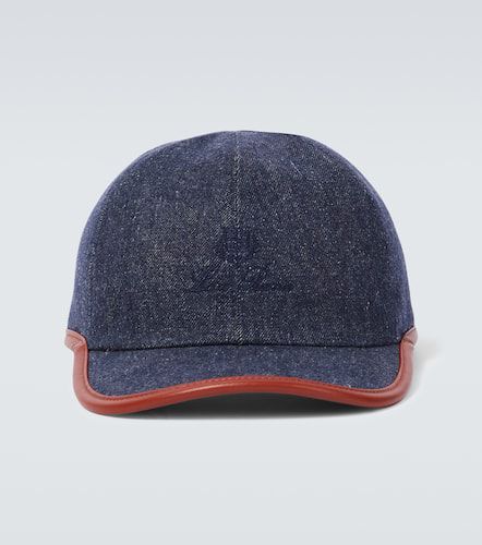 My leather-trimmed denim baseball cap - Loro Piana - Modalova