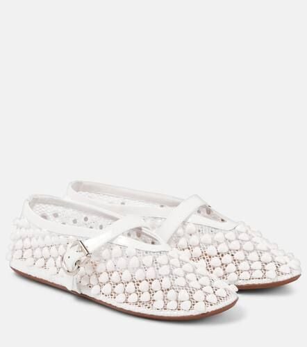 AlaÃ¯a Studded leather-trimmed mesh ballet flats - Alaia - Modalova