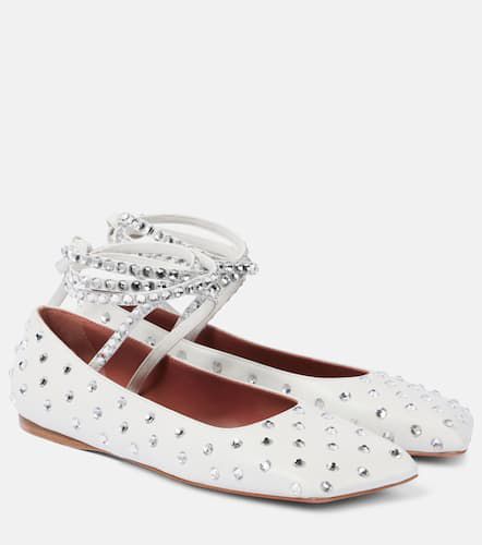 Ane crystal-embellished leather flats - Amina Muaddi - Modalova