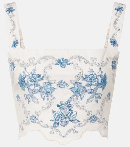 Top raccourci Luciana Gloriosa brodé en lin - Agua by Agua Bendita - Modalova