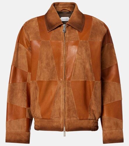 Leather and suede blouson jacket - Versace - Modalova