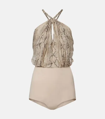 Snake-print silk chiffon halterneck maxi dress - Elie Saab - Modalova