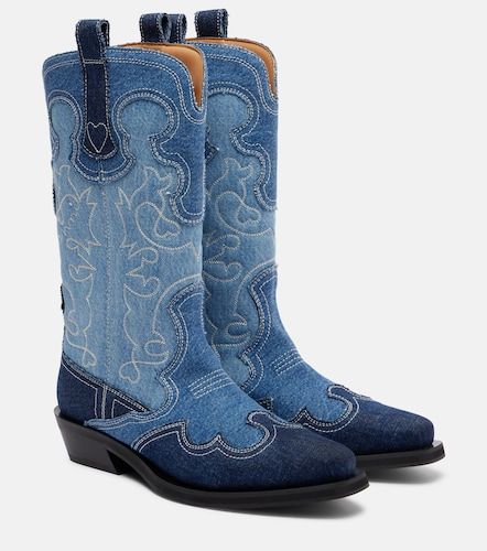 Ganni Botas cowboy de denim - Ganni - Modalova