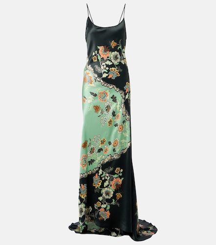 Floral silk satin slip dress - Roberto Cavalli - Modalova