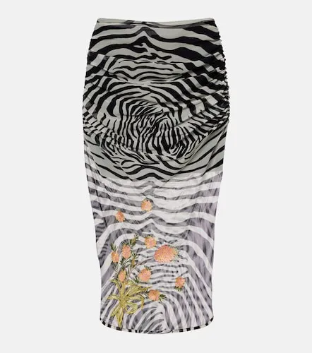 Printed sheer mesh midi skirt - Blumarine - Modalova