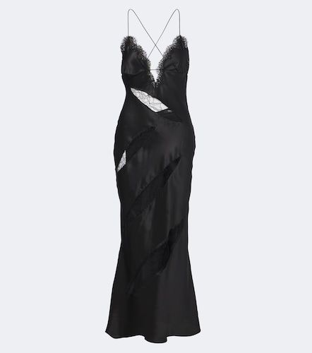 Slipdress aus Seidensatin mit Spitze - Roberto Cavalli - Modalova