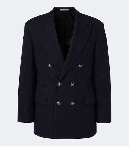 Herringbone wool and cotton blazer - Brunello Cucinelli - Modalova
