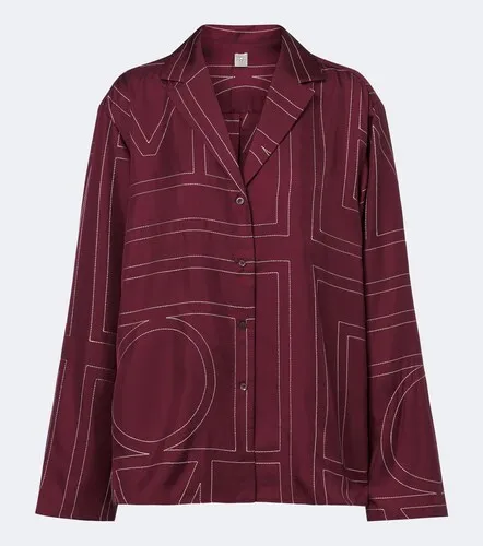 Camisa de sarga de seda Monogram bordado - Toteme - Modalova