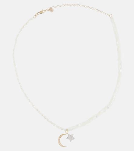 Half Moon 14kt gold choker with diamonds - Sydney Evan - Modalova